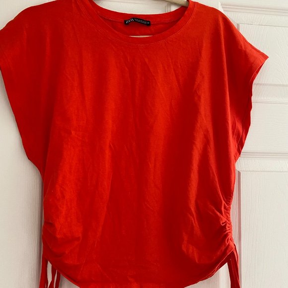 Zara Orange Side Tie TShirt - Picture 5 of 8